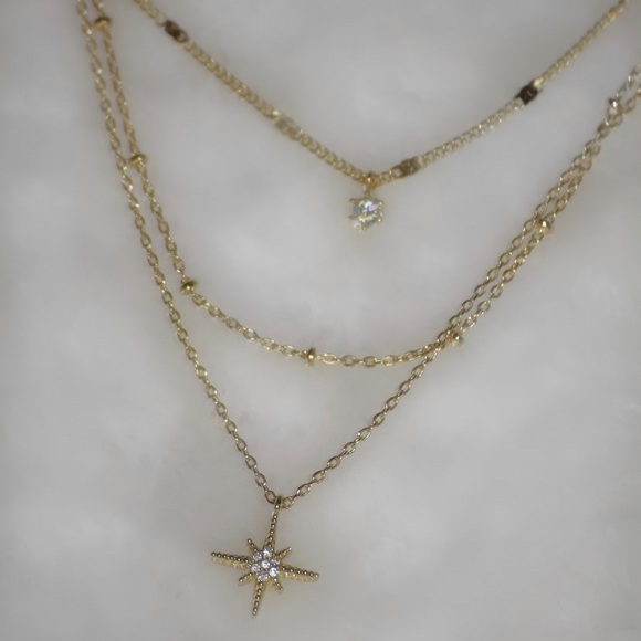 Brass layered necklace - Picture 2 of 2